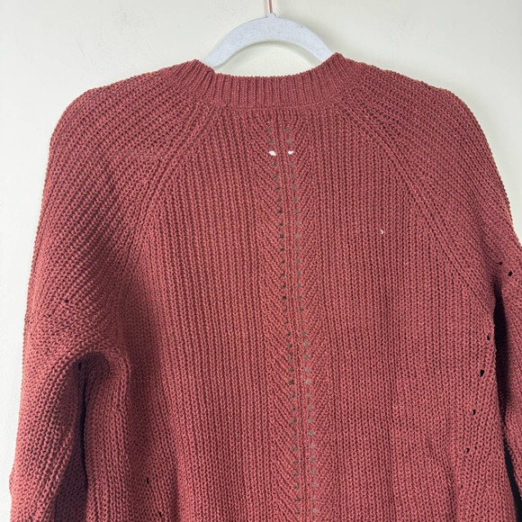 Love Ellie Burgundy Anna Pointelle Detail Cardigan Sweater NWT Size Medium - Picture 6 of 9